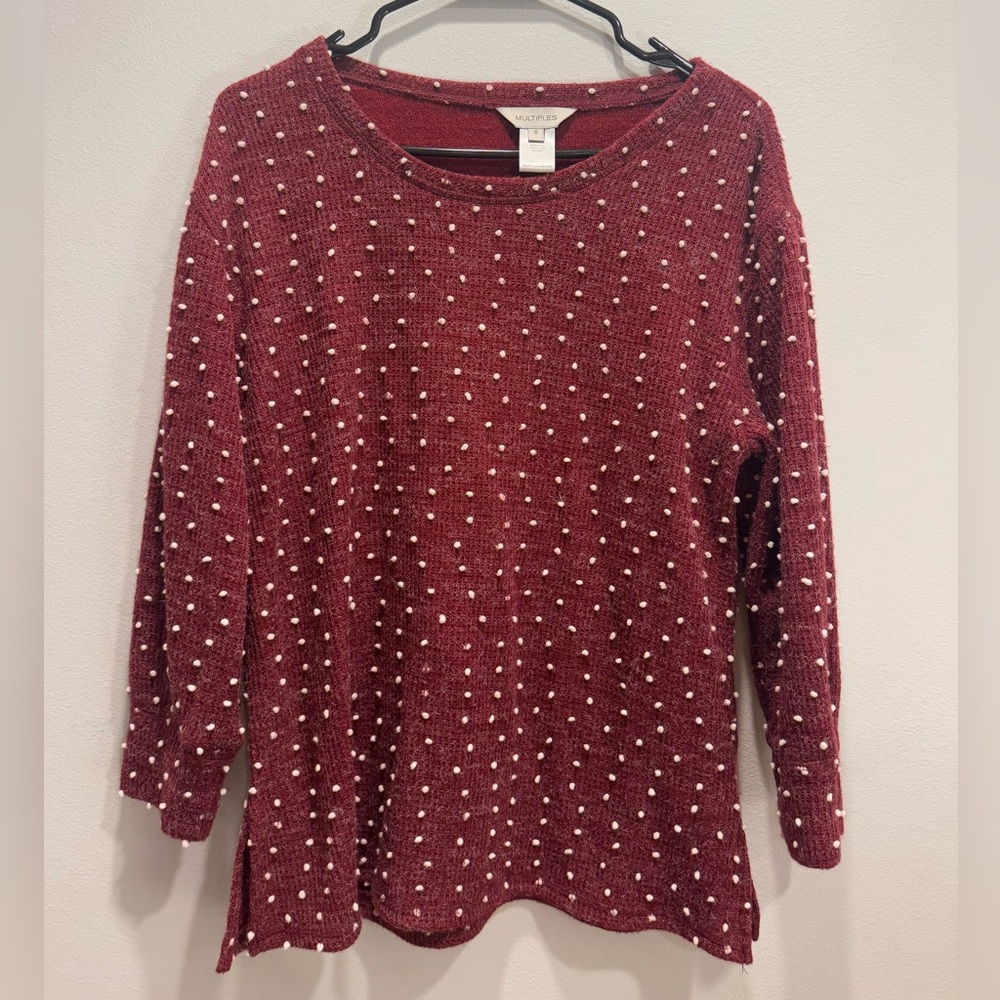 SOLD MULTIPLES Red and White Polka Dot Sweater Size: S